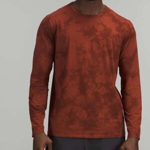 LULULEMON T Shirt Men Large Fundamental Long Sleeve‎ New Tide Shibori Date Brown
